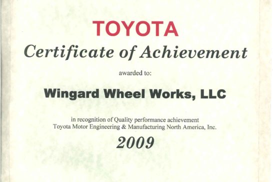 Toyota Certificates of Achievement